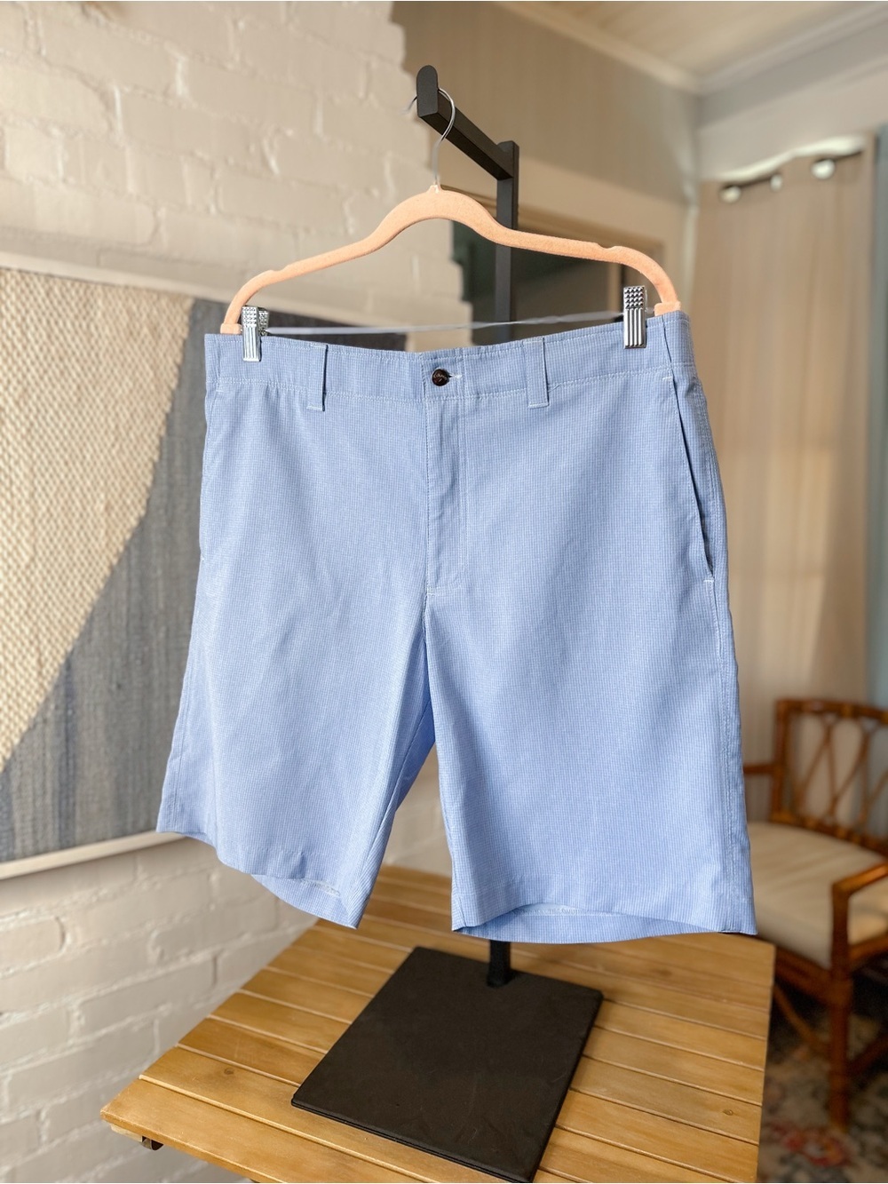 Callaway Blue and White Micro Gridline Shorts